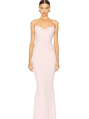 Katie May Blush Strapless Draped Gown